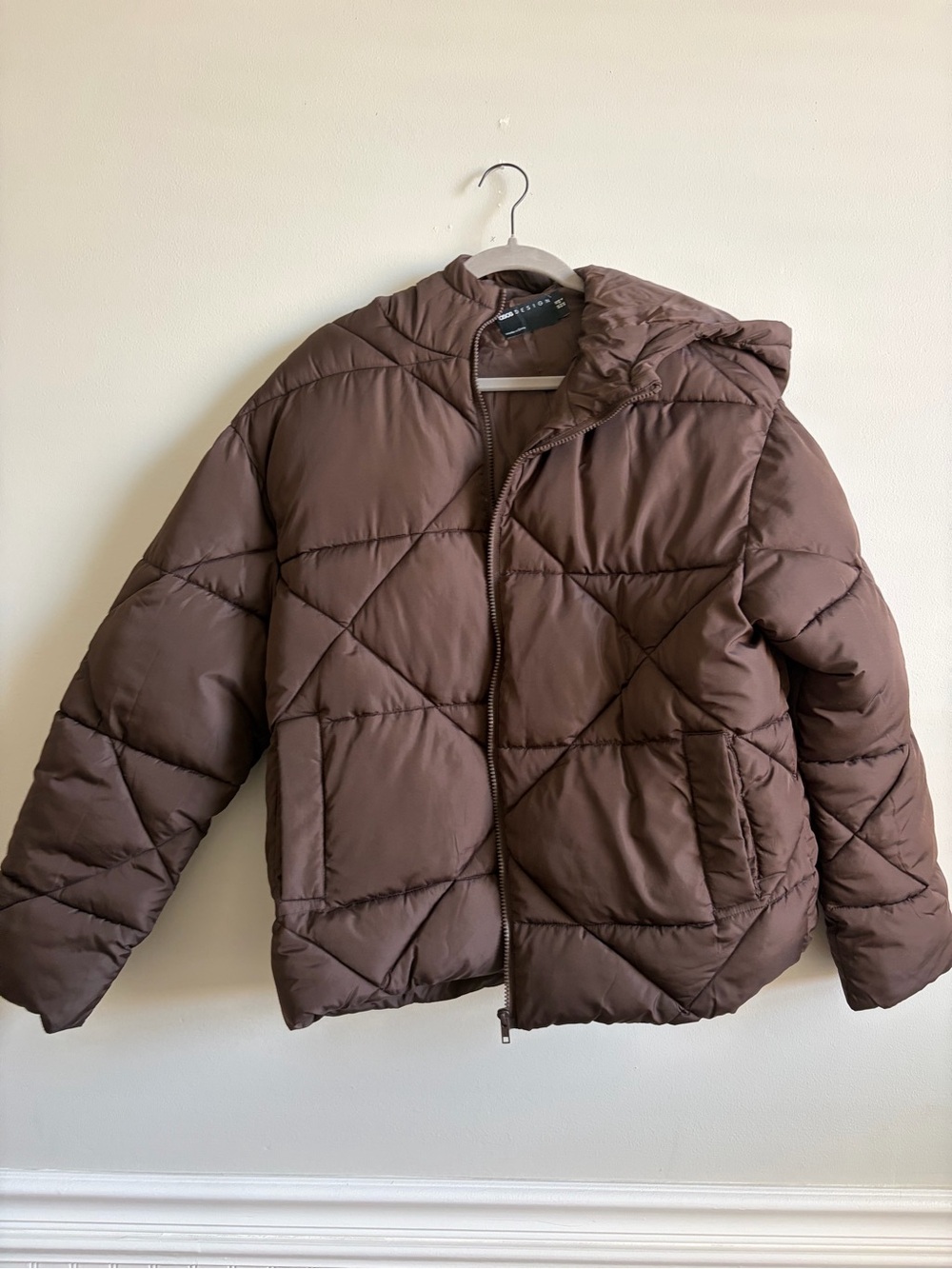 Women’s Brown Quilted Puffer Jacket with Hood